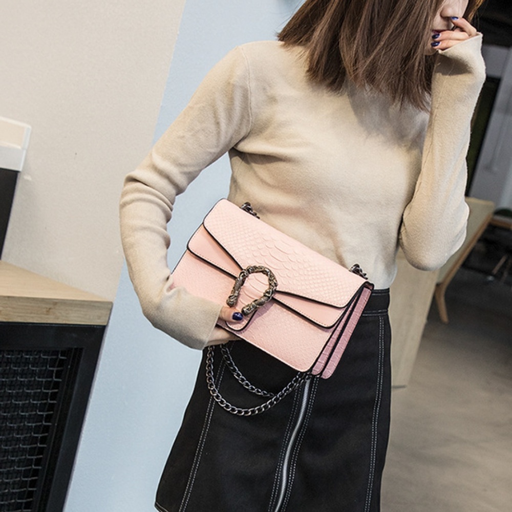 Women's PU Leather Alligator Messenger Hand Bag